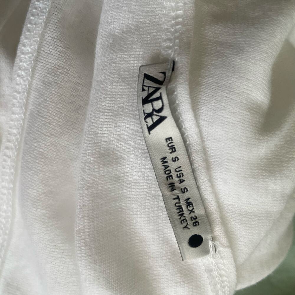Zara White Off Shoulder Ruched Fitted Blouse Long Sleeve Size Small - Picture 6 of 8